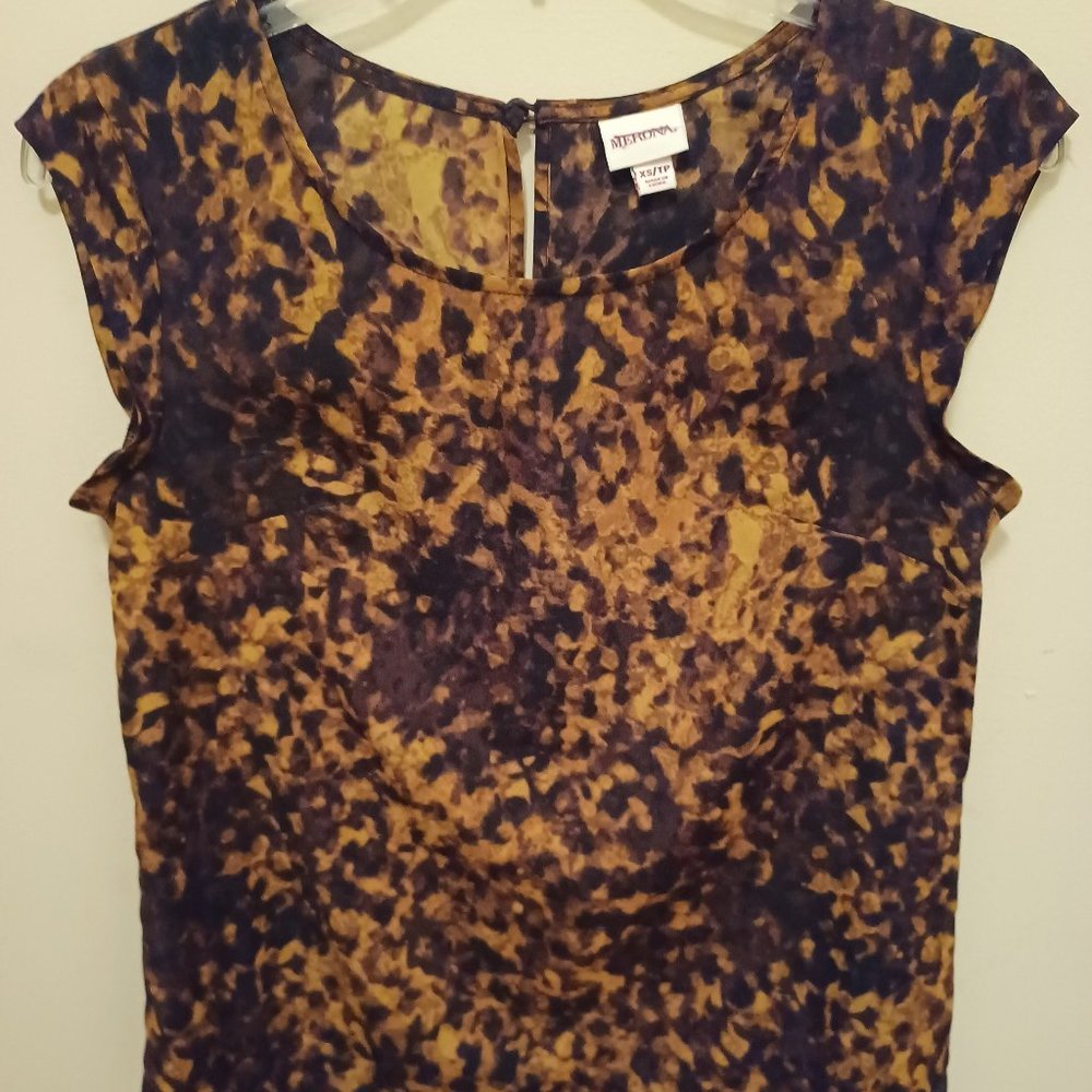 Merona sleeveless shell blouse tank top shirt Women's size XS brown leopard prin